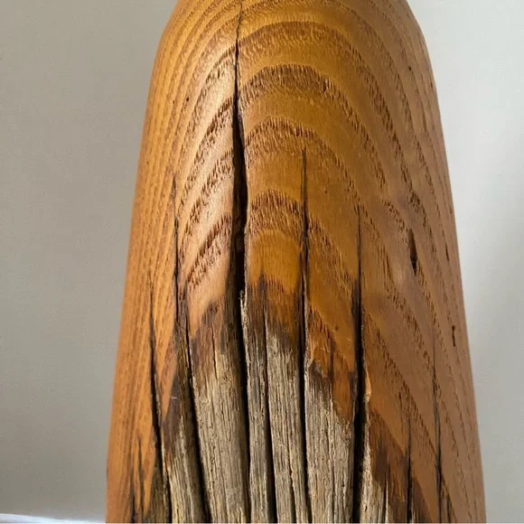 Mid Century Live Edge Wood Vase Hand Turned Wood Vase California Wooden Bottle - Picture 8 of 17